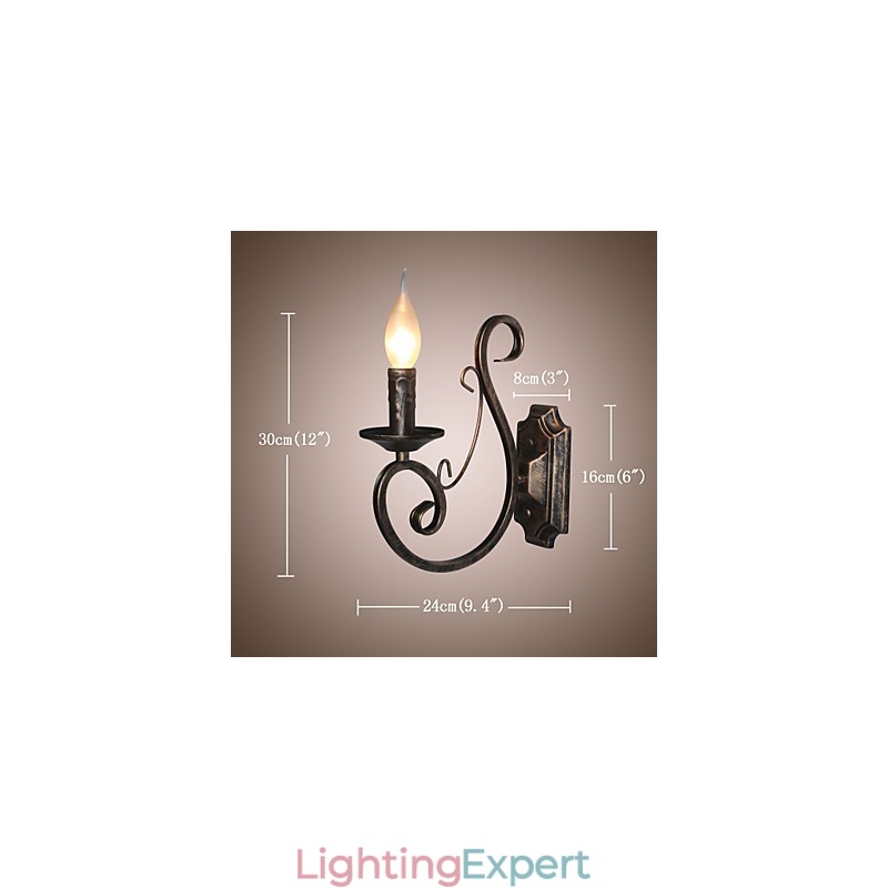 Mini Retro Wall Lamp Hallway Metal Candle Shape Wall Lamp Lighting
