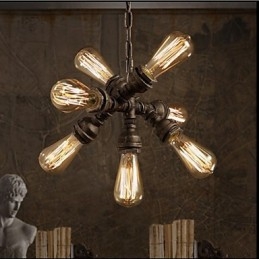 American Industrial Water Pipe Retro style Wind 7 Light Pendant Chandelier