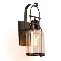 Retro Industrial Loft Lantern 1 Light Wall Sconce with Clear Glass