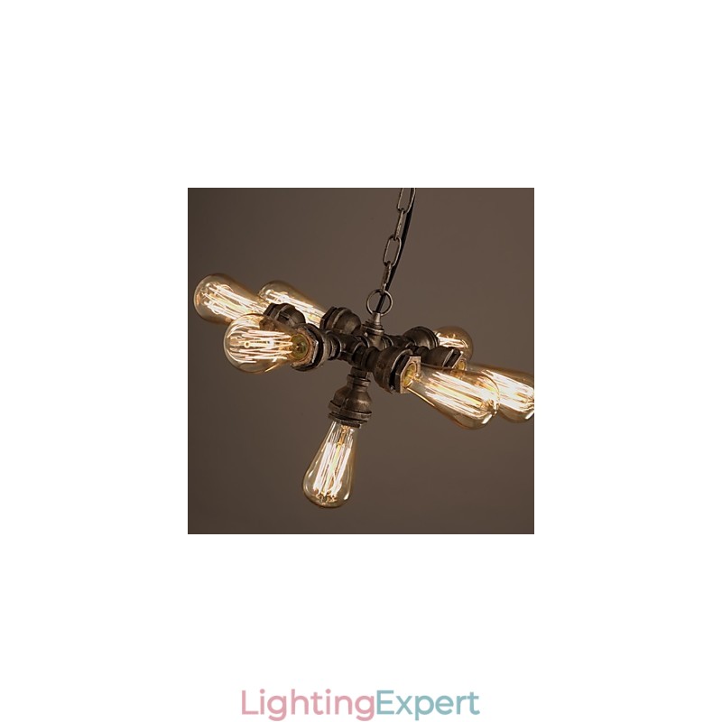 American Industrial Water Pipe Retro style Wind 7 Light Pendant Chandelier