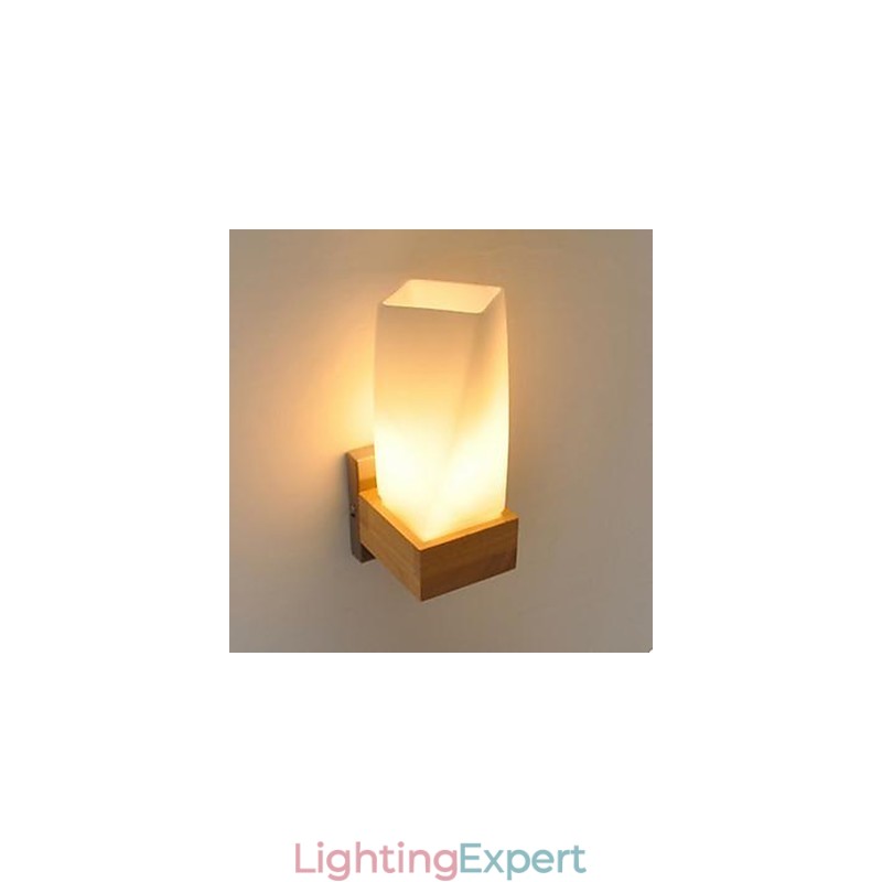 Simplicity Nordic Wood Art Living Room Corridor Balcony Glass Solid Wood Wall Lamp Of Bedroom The Head Of A Bed