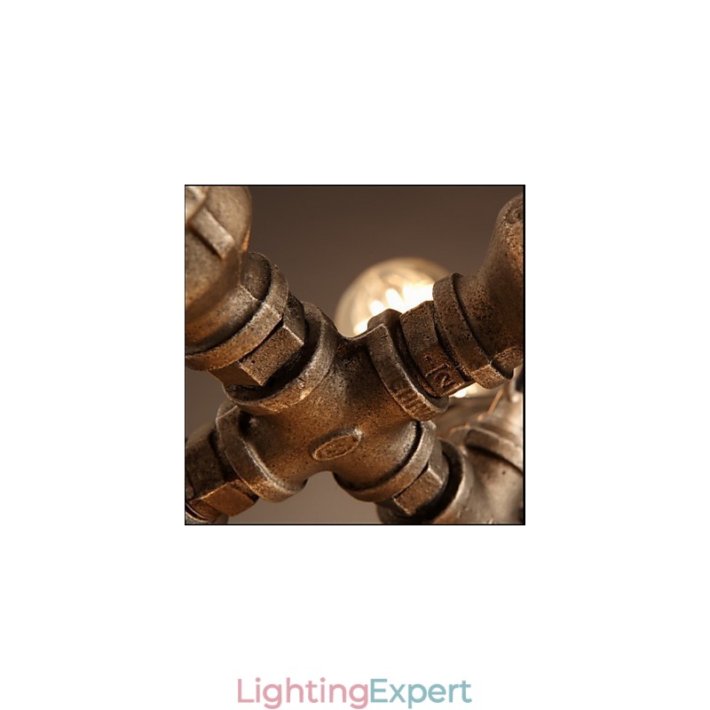 American Industrial Water Pipe Retro style Wind 7 Light Pendant Chandelier