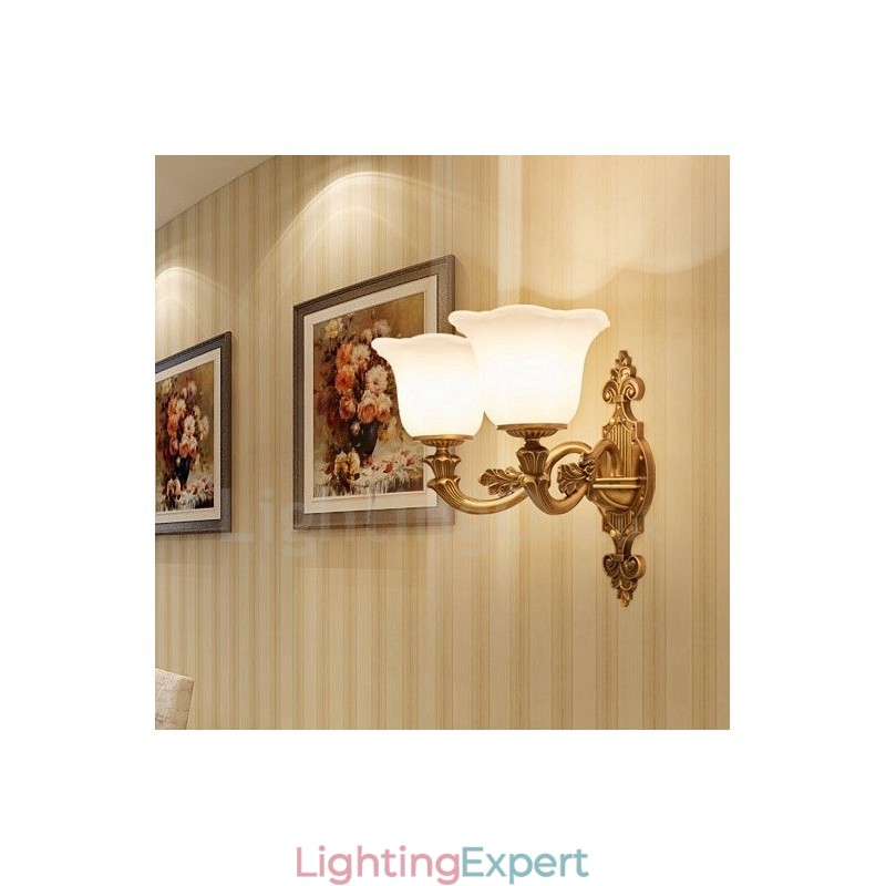 2 Light Traditional Classic Living Room Dining Room Bed Room Metal Luxury Indoor Wall Sconces