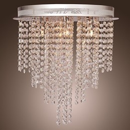 Modern Contemporary Crystal Mini Style Electroplated Metal Flush Mount