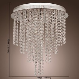 Modern Contemporary Crystal Mini Style Electroplated Metal Flush Mount