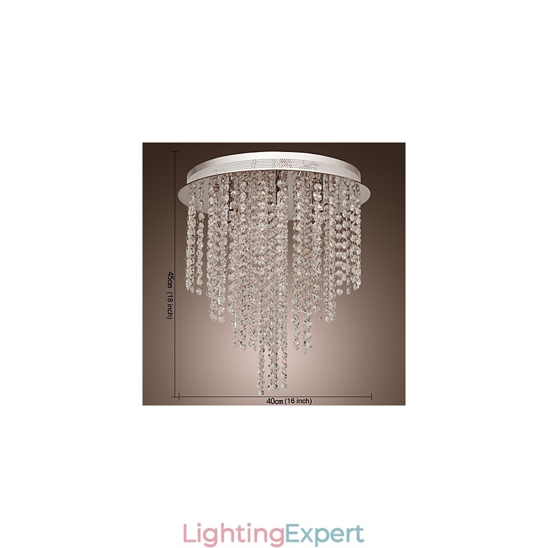 Modern Contemporary Crystal Mini Style Electroplated Metal Flush Mount