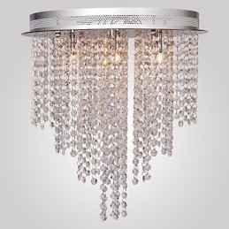 Modern Contemporary Crystal Mini Style Electroplated Metal Flush Mount