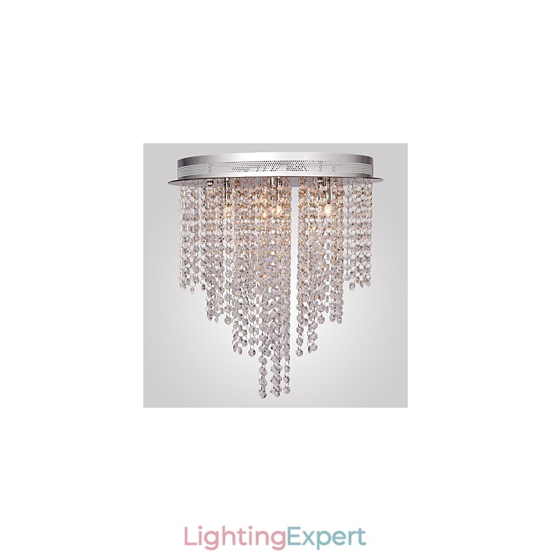 Modern Contemporary Crystal Mini Style Electroplated Metal Flush Mount
