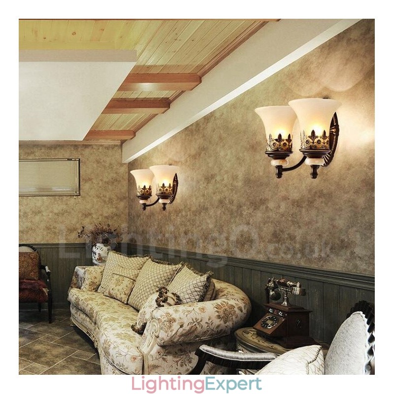 2 Light Traditional Classic Living Room Dining Room Bed Room Metal Indoor Wall Sconces