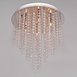 Modern Contemporary Crystal Mini Style Electroplated Metal Flush Mount