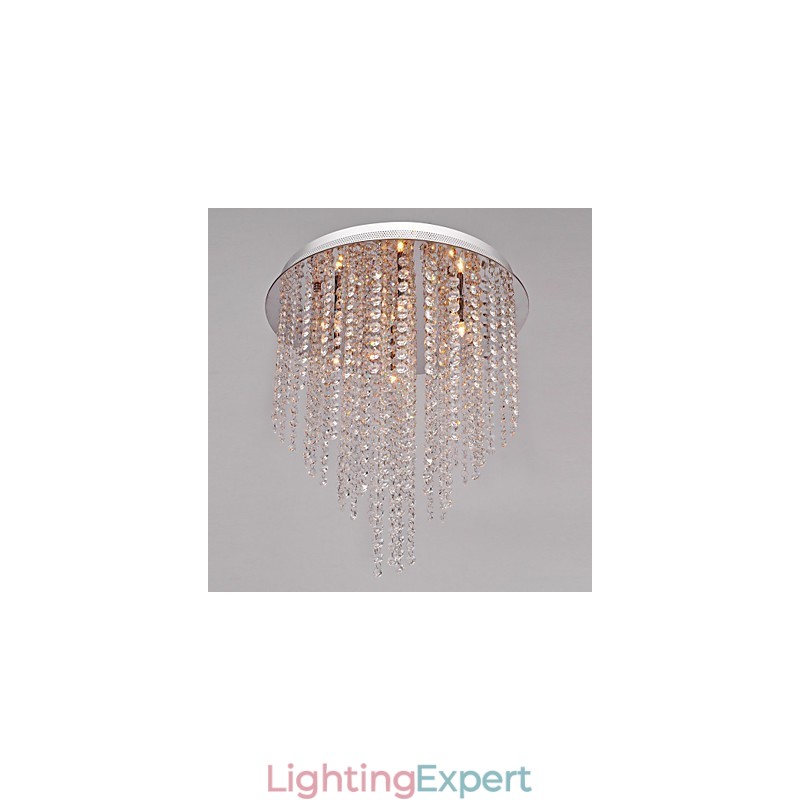 Modern Contemporary Crystal Mini Style Electroplated Metal Flush Mount