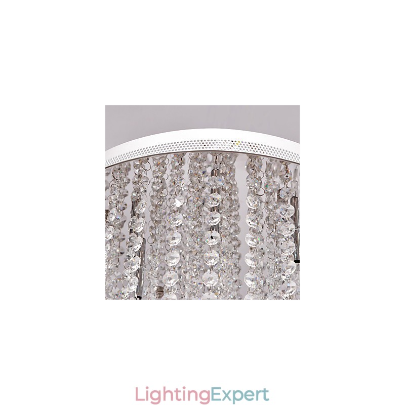 Modern Contemporary Crystal Mini Style Electroplated Metal Flush Mount