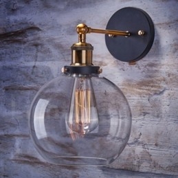 1 Light Rustic Lodge Bedroom Wall Light with Glass Shade