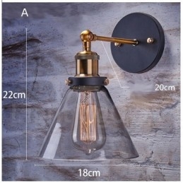 1 Light Rustic Lodge Bedroom Wall Light with Glass Shade