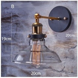 1 Light Rustic Lodge Bedroom Wall Light with Glass Shade