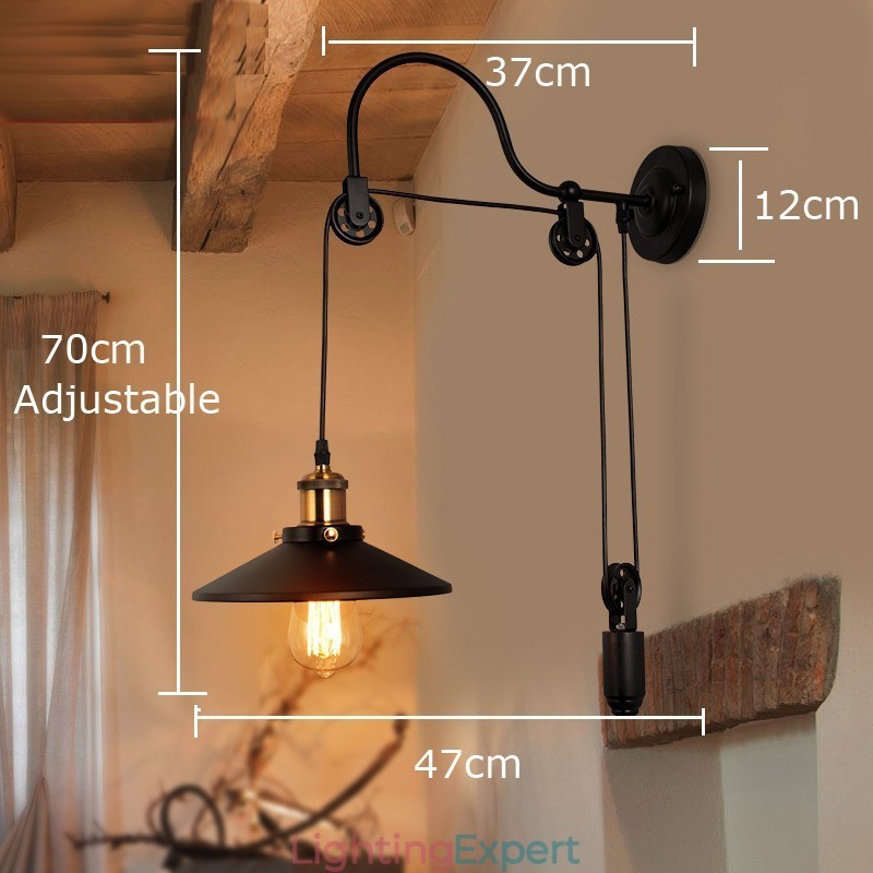 Retro Flush Mounted Wall Lights Aisle Bar Cafe Bedroom Study Loft Pulley Wall Lamp
