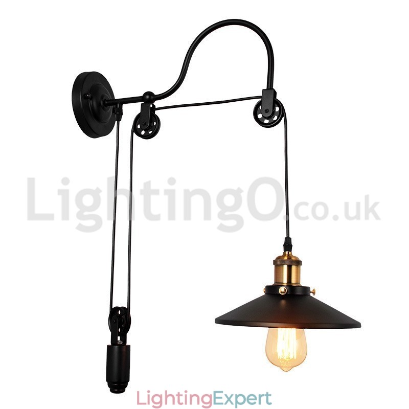 Retro Flush Mounted Wall Lights Aisle Bar Cafe Bedroom Study Loft Pulley Wall Lamp