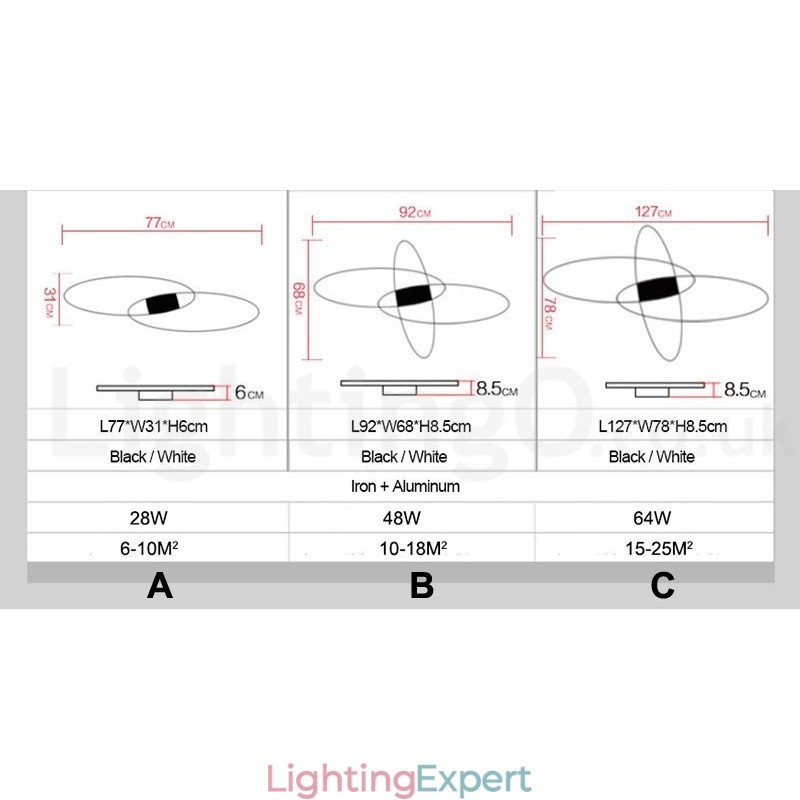 Dimmable Oval Modern Comtemporary Alumilium Ceiling Light Flush Mount Lamp for Living Room Bed Room Also Can Be Used As Wall Light