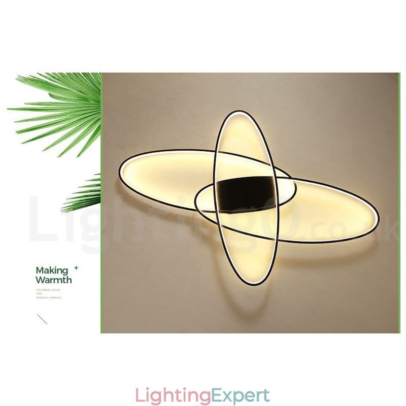 Dimmable Oval Modern Comtemporary Alumilium Ceiling Light Flush Mount Lamp for Living Room Bed Room Also Can Be Used As Wall Light