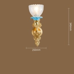 100% Pure Brass Luxurious Rustic Retro Vintage Brass Ceramics 1 Light Candle Wall Light with Glass Shades Special for Hotel Office Showroom Living Room Dinning Room