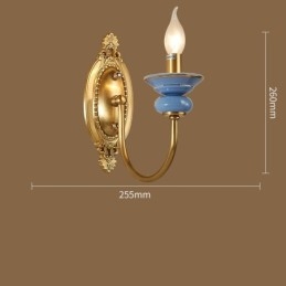 100% Pure Brass Luxurious Rustic Retro Vintage Brass Ceramics 1 Light Candle Wall Light Special for Hotel Office Showroom Living Room Dinning Room