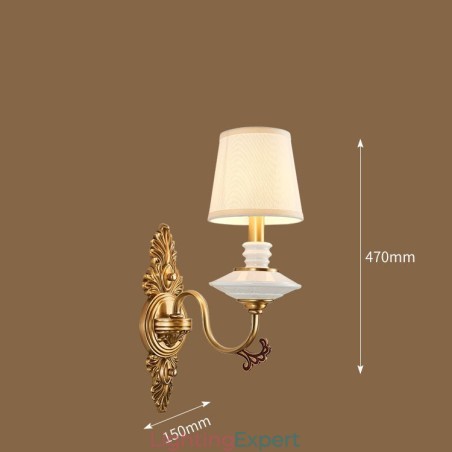 100% Pure Brass Luxurious Rustic Retro Vintage Brass Ceramics 1 Light Candle Wall Light with Fabric Shade Special for Hotel Office Showroom Living Room Dinning Room 100% Pure Brass Luxurious Rustic Retro Vintage Brass Ceramics 1 Light Candle Wall Light with Fabric Shade Special for Hotel Office Showroom Living Room Dinning Room
