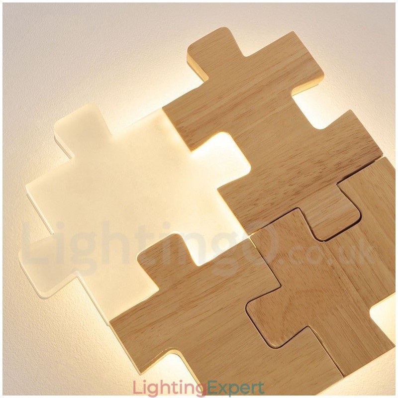 Wooden Wall Sconces with Acrylic Shade Modern Contemporary Wood Bamboo Wall Light