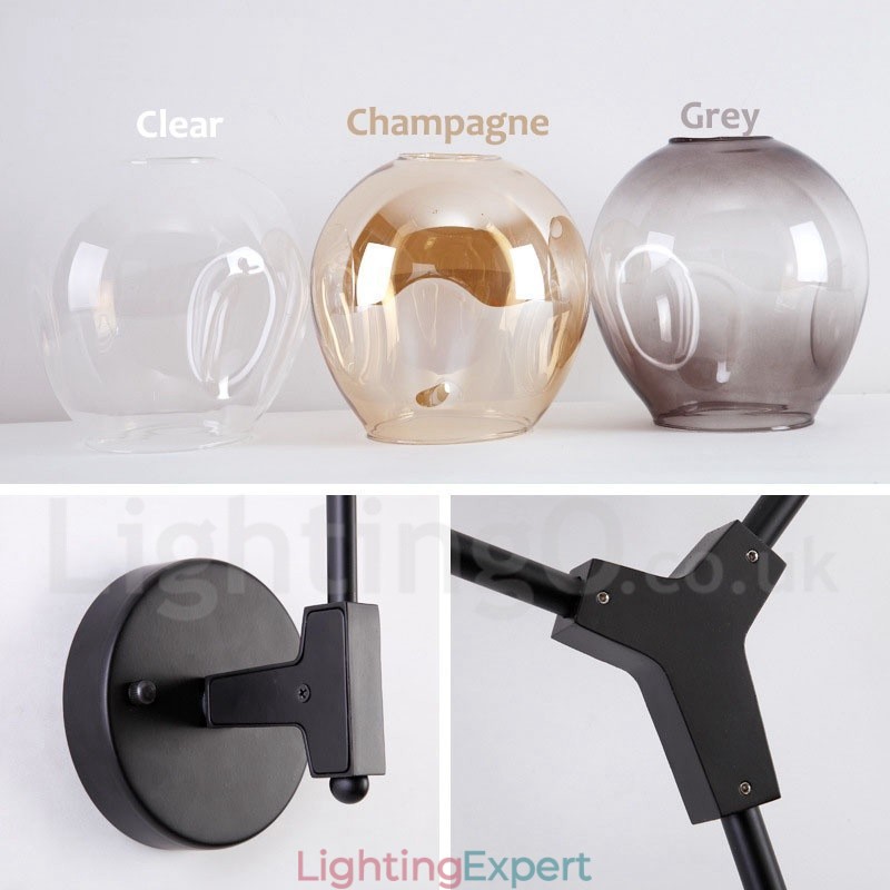 Rustic Retro Vintage Two Light Wall Light with Multi Colours Glass Shade Special for Hotel Office Showroom Living Room Bed Room