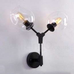Rustic Retro Vintage Two Light Wall Light with Multi Colours Glass Shade Special for Hotel Office Showroom Living Room Bed Room