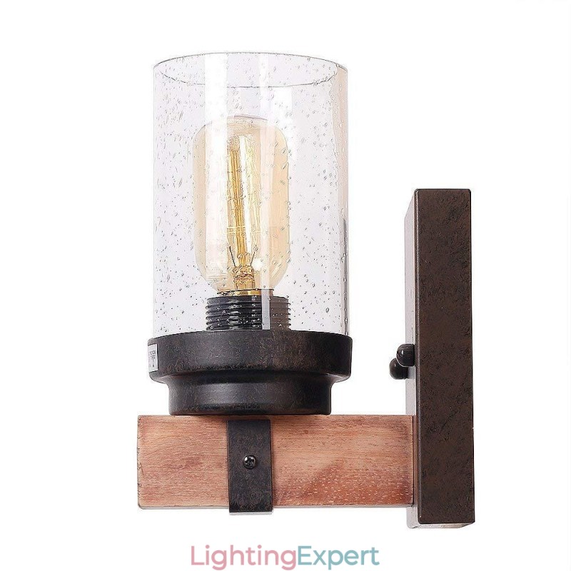 1 Light Vintage Wooden Industrial Style Wall Light for Wind Bar Loft Coffee Restaurant