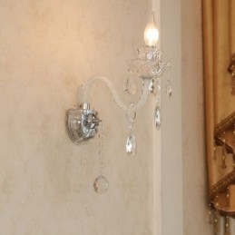 1 Light Matching Crystal Candle Retro Glass Wall Light