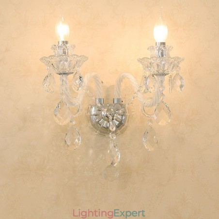 2 Light Matching Crystal Candle Retro Glass Wall Light 2 Light Matching Crystal Candle Retro Glass Wall Light