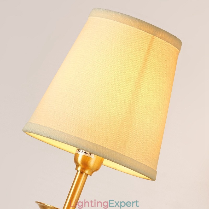 Pure Brass Luxurious Rustic Retro Vintage 1 Light Candle Wall Light with Fabric Shade Special for Hotel Bedroom Showroom Living Room Dinning Room