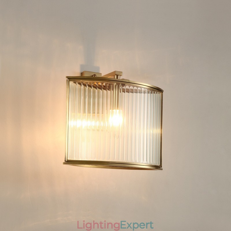Pure Brass Luxurious Rustic Retro Vintage 1 Light Wall Light with Glass Shade