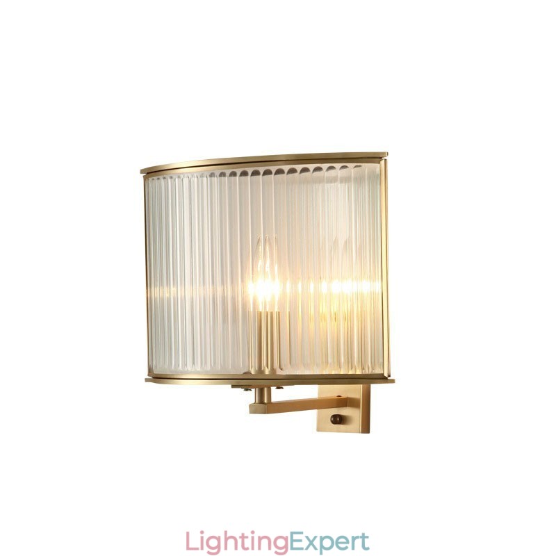 Pure Brass Luxurious Rustic Retro Vintage 1 Light Wall Light with Glass Shade
