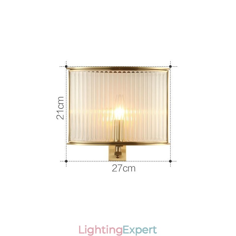 Pure Brass Luxurious Rustic Retro Vintage 1 Light Wall Light with Glass Shade