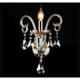 1 Light Matching Cognac Color K9 Crystal Candle Retro Glass Wall Light