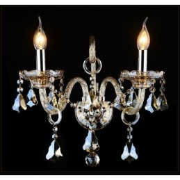 2 Light Matching Cognac Color K9 Crystal Candle Retro Glass Wall Light