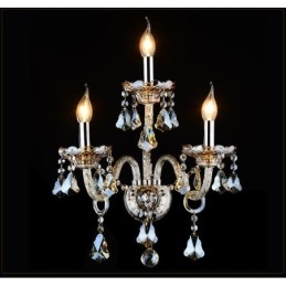 3 Light Matching Cognac Color K9 Crystal Candle Retro Glass Wall Light