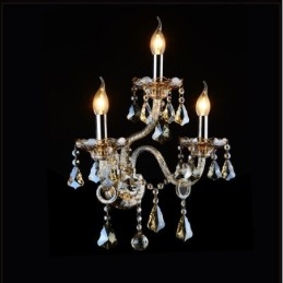 3 Light Matching Cognac Color K9 Crystal Candle Retro Glass Wall Light
