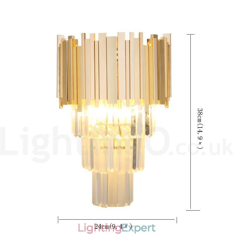 Gold Matching Postmodern Luxury K9 Crystal Wall Light with Crystal Shade