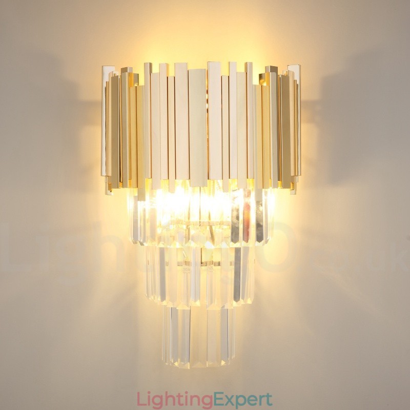 Gold Matching Postmodern Luxury K9 Crystal Wall Light with Crystal Shade