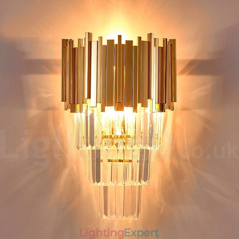Gold Matching Postmodern Luxury K9 Crystal Wall Light with Crystal Shade