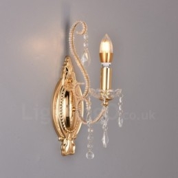 1 Light Gold Black American Style Crystal Wall Light for Living Room Dining Room Clothing Store Coffee Store Hotel