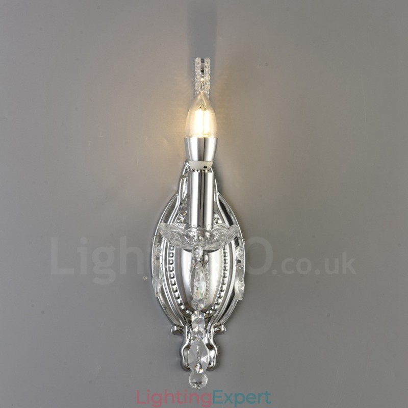 1 Light Gold Black American Style Crystal Wall Light for Living Room Dining Room Clothing Store Coffee Store Hotel