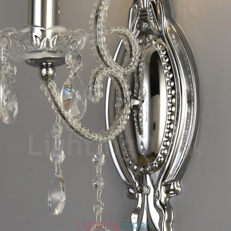 1 Light Gold Black American Style Crystal Wall Light for Living Room Dining Room Clothing Store Coffee Store Hotel