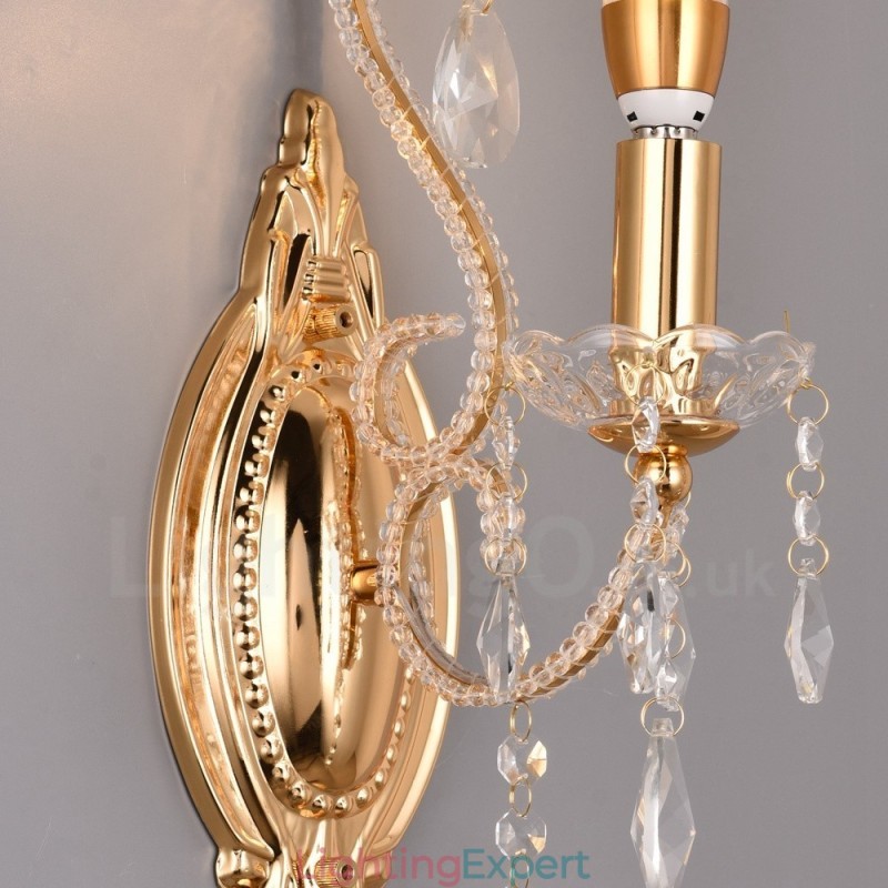 1 Light Gold Black American Style Crystal Wall Light for Living Room Dining Room Clothing Store Coffee Store Hotel