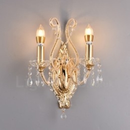 2 Light Gold Black American Style Crystal Wall Light for Living Room Dining Room Clothing Store Coffee Store Hotel