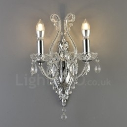 2 Light Gold Black American Style Crystal Wall Light for Living Room Dining Room Clothing Store Coffee Store Hotel
