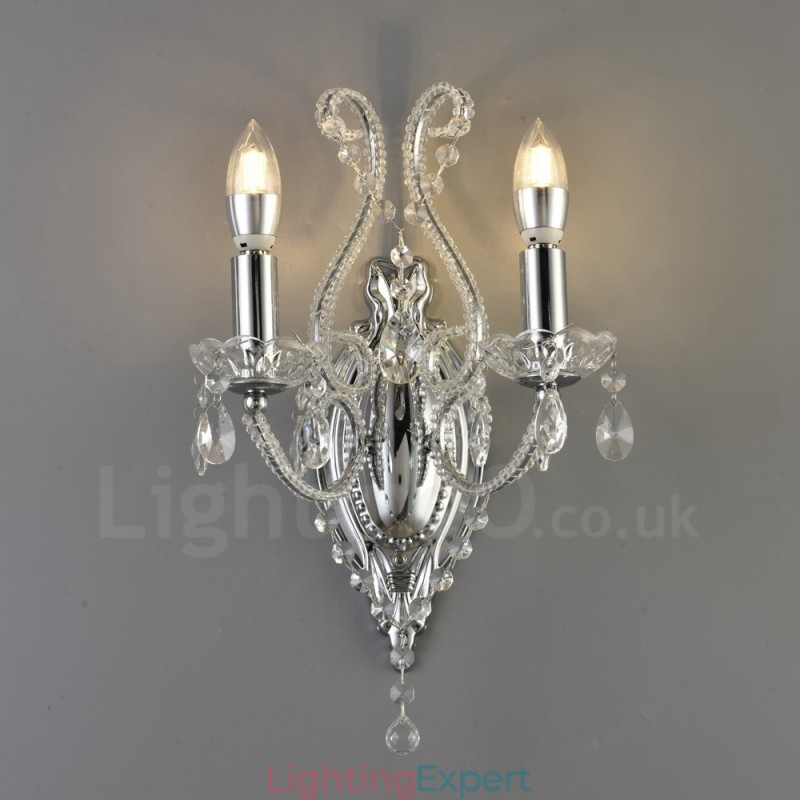 2 Light Gold Black American Style Crystal Wall Light for Living Room Dining Room Clothing Store Coffee Store Hotel